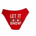LYYN Kırmızı Yılbaşı Desenli Let İt Snow Pamuklu Külot