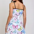 LYYN Renkli Kelebek Desenli Askılı Kadın Gecelik