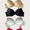 LYYN Siyah-beyaz-kırmızı-ten 4lü Dolgulu Push Up Micro Balenli Günlük Tek Destekli Sütyen