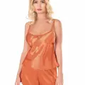 Oranj Saten Babydoll Şort Takımı