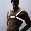Reflektörlü (karanlıkta Parlayan) Zincir Detaylı Şık Erkek  Göğüs Harness, Reflektörlü Clubwear - Brfm109