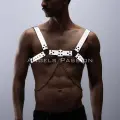Reflektörlü (karanlıkta Parlayan) Zincir Detaylı Şık Erkek  Göğüs Harness, Reflektörlü Clubwear - Brfm109
