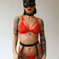 Seksi Deri Maske Tasma Ve Jartiyer Harness Takım - Brf783