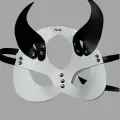 Siyah/Beyaz Şeytan Kulak Deri Sexi Maske 800467