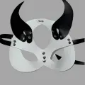 Siyah/Beyaz Şeytan Kulak Deri Sexi Maske 800467