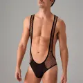 Siyah Erkek File Kumaş Askılı Jockstrap Body 3053