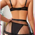 Siyah Göğüs Balenli, Tül Etekli,bel Şeritli Seksi Jartiyer Takım