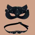 Siyah Harness Sexi Maske Ve Siyah Boyun Deri Aksesuarı 800250