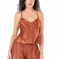 Tarçın Saten Babydoll Şort Takımı