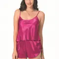 Vişne Saten Babydoll Şort Takımı