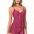 Vişne Saten Babydoll Şort Takımı