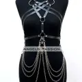 Zincir Detaylı Deri Göğüs Harness, Deri Fantezi Giyim, Elbise Aksesuar - Brf11
