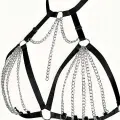 Zincirli Lastik Seksi Göğüs Harness - Brf805