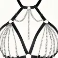 Zincirli Lastik Seksi Göğüs Harness - Brf805