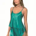 Zümrüt Saten Babydoll Şort Takımı