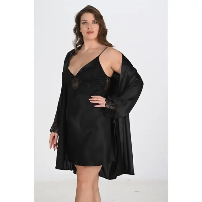 2li Siyah Sabahlık Takımı Bigsize 6213