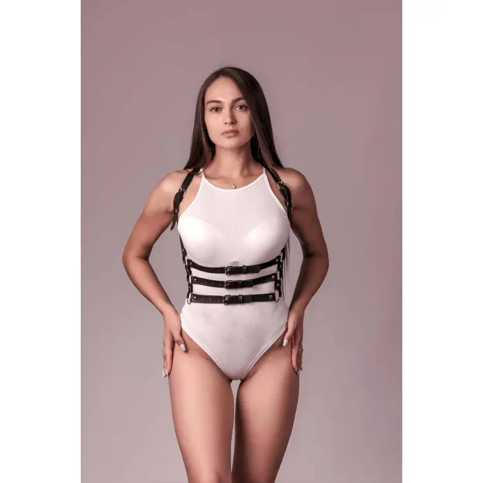 3 Sıralı Göğüs Harness, Club Aksesuar, Seksi Deri Dans Aksesuarı - Brf600