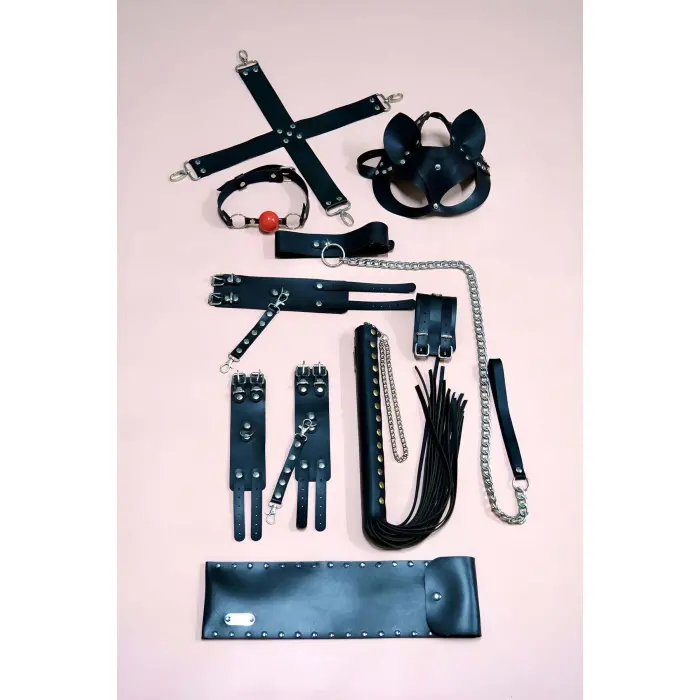 7li Fantezi Kırbaç Set, Kelepçe Takım, Ayak Kelepçesi, Kedi Maskesi - Brf1309