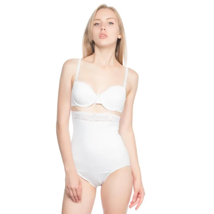 BEYAZ MI Emay 2028 Dantelli Yüksek Bel Slip Korse