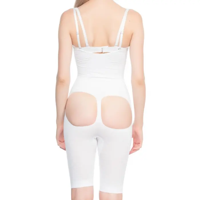 BEYAZ MI Emay 2038 Popo ve Göğsü Açık Paçalı Boy Korse