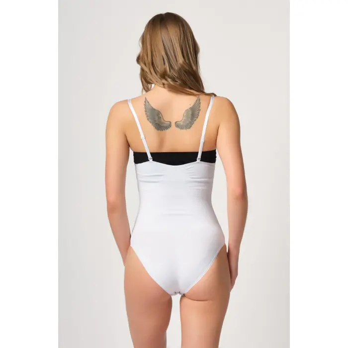 BEYAZ MI Emay 2043 Göğsü Açık Agraflı Body Korse