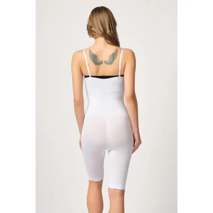 BEYAZ MI Emay 2093 Ön Agraflı Göğsü Açık Paçalı Boy Korse