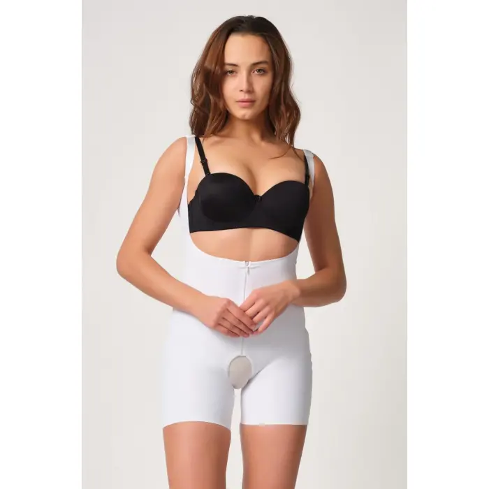 BEYAZ MI Emay 2834 Göğsü Açık Ferumalı Tül Popo Boy Lazer Korse