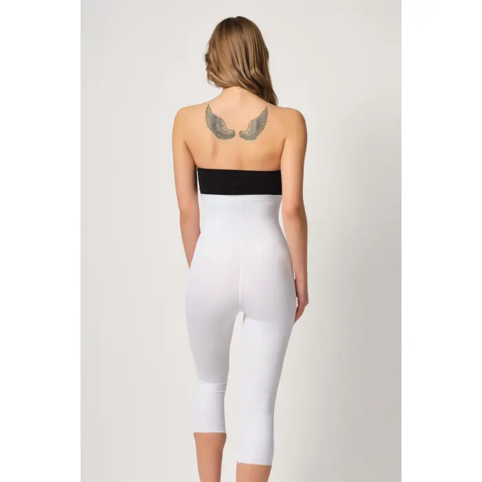 BEYAZ MI Emay 2868 Fermuarlı Kapri Tayt Lazer Korse