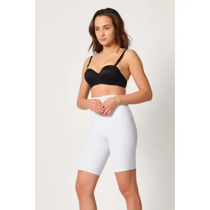 BEYAZ MI Emay 2927 Bel Dekolteli Balenli Paçalı Lazer Korse