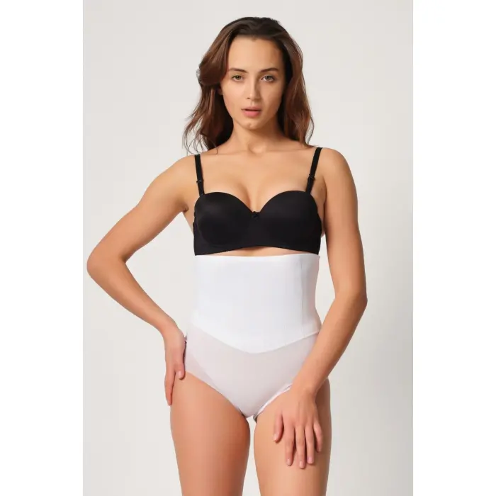 BEYAZ MI Emay 2945 Tül Karyokalı Slip Lazer Korse