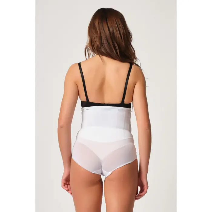 BEYAZ MI Emay 2945 Tül Karyokalı Slip Lazer Korse