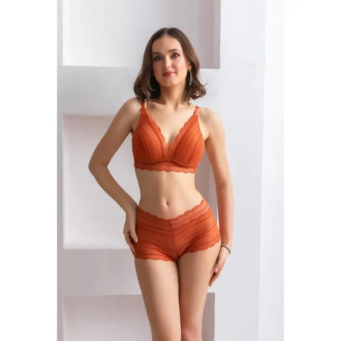 BRALET SÜTYEN BOXER TAKIM KİREMİT (MGP31813)