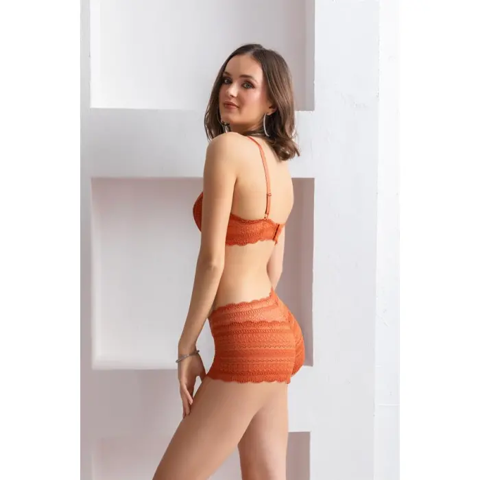 BRALET SÜTYEN BOXER TAKIM KİREMİT (MGP31813)