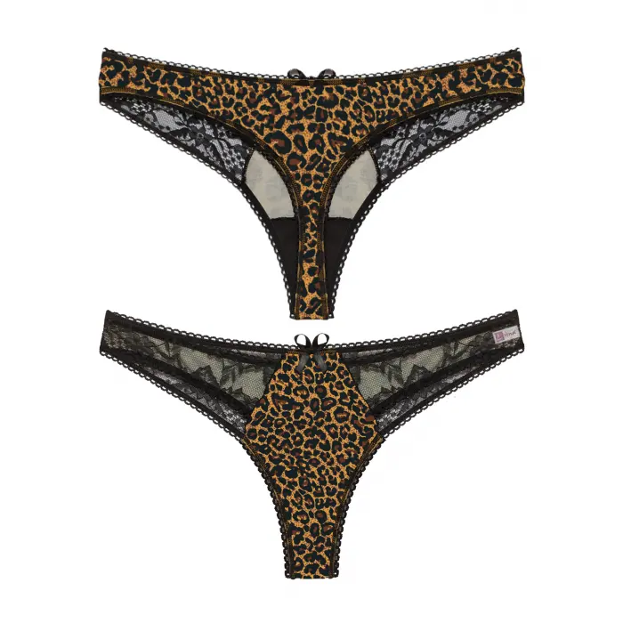 Büyük Beden Leopar Desenli Fantazi G String Bato Külot