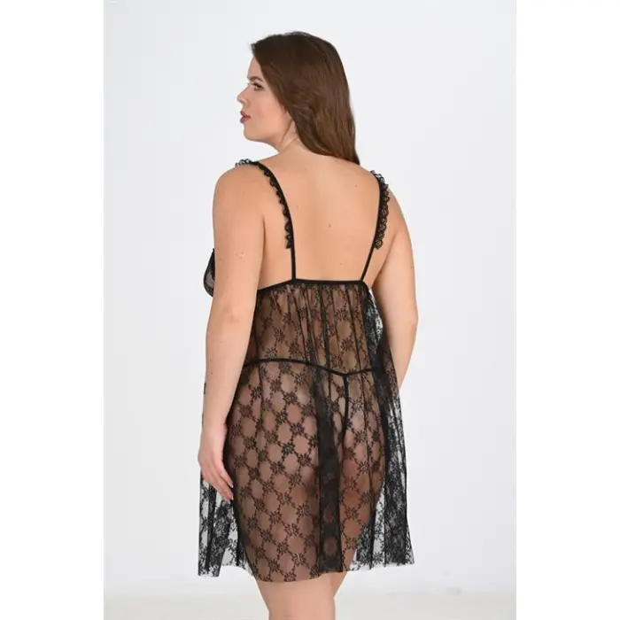 Büyük Beden Siyah Gecelik 3041