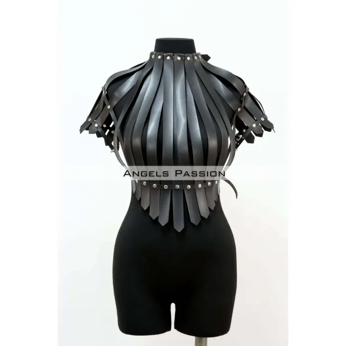 Crop Büstiyer Harness, Deri Göğüs Harness, Gömlek Üzeri Harness - Brf1257