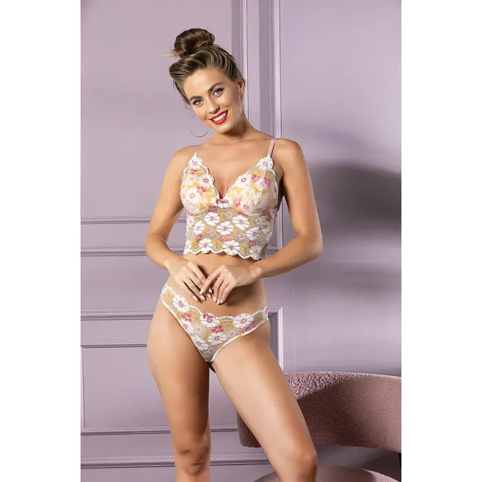 DANTEL Lİ KAPLI DESTEKSİZ  BRALET SLİP KÜLOT TAKIM SOMON (MGP32031)