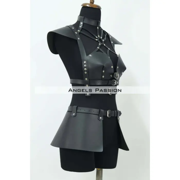 Deri Elbise Harness, Deri Etek Ve Göğüs Elbise - Brf1371