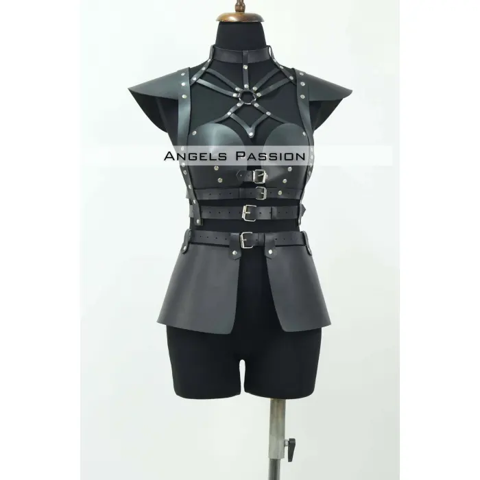 Deri Elbise Harness, Deri Etek Ve Göğüs Elbise - Brf1371