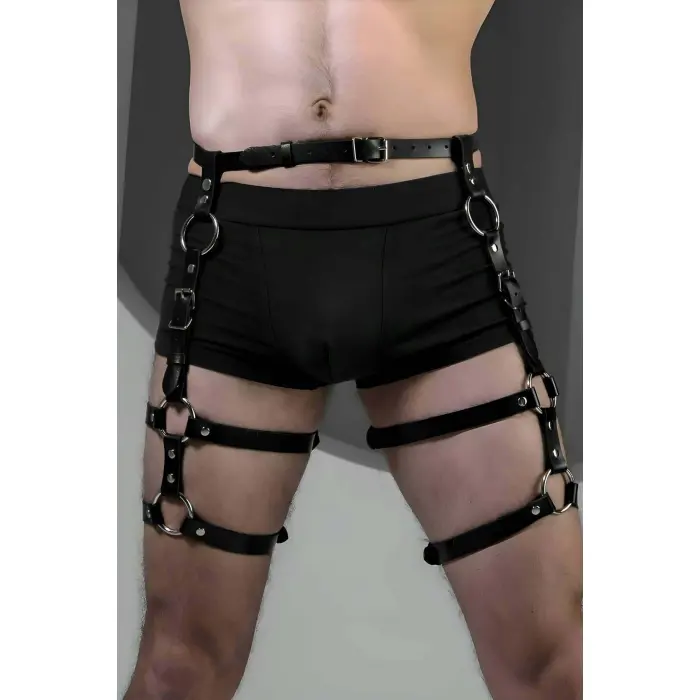 Deri Erkek  Jartiyer Harness, Erkek  Bacak Harness - Brfm165