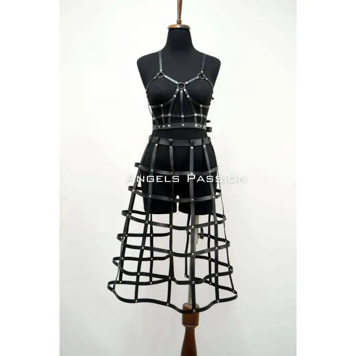 Deri Etek Ve Deri Göğüs Harness Takım, Cosplaywear - Brf1013