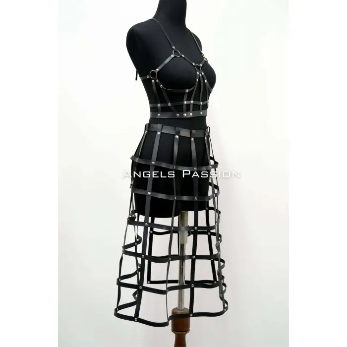 Deri Etek Ve Deri Göğüs Harness Takım, Cosplaywear - Brf1013