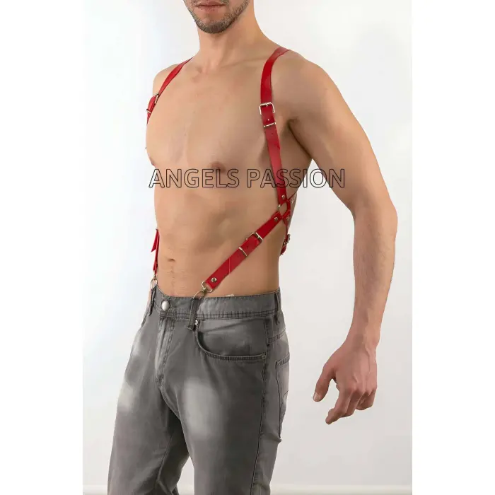 Deri Pantalona Bağlanan Seksi Erkek  Harness - Brfm11