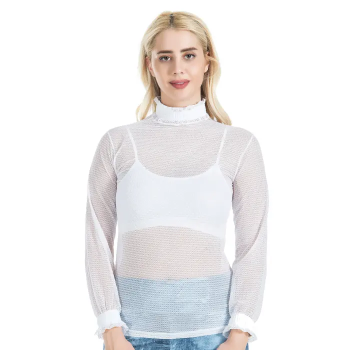 Derya Kurşun Balıkçı Yaka File Transparan Detaylı Kadın Atlet 146