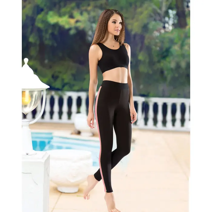 Derya Kurşun Şeritli Bel Sporcu Kadın Tayt 0529