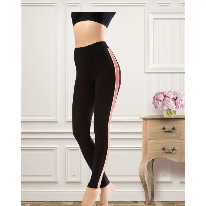 Derya Kurşun Şeritli Bel Sporcu Kadın Tayt 0529