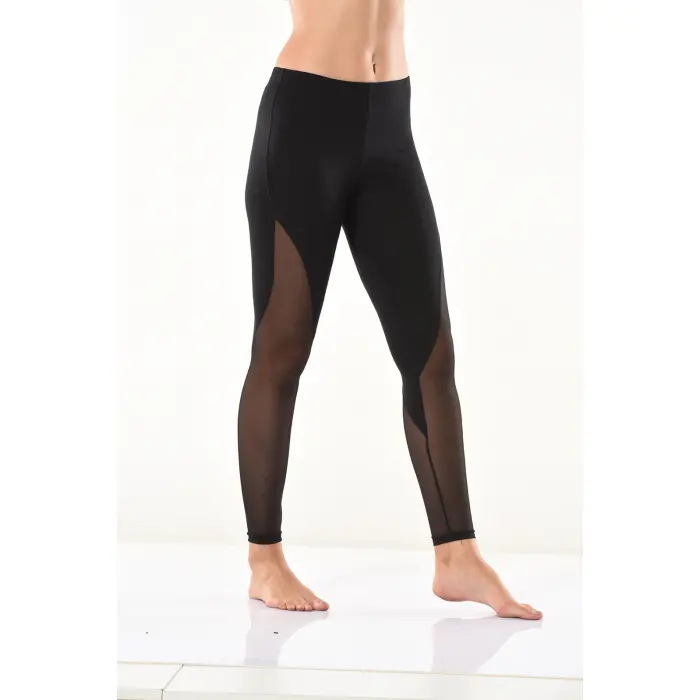 Derya Kurşun Transparan Detaylı Kadın Tayt 0585