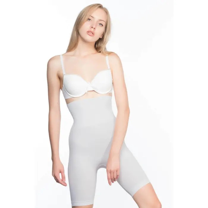 EKRU MI Emay 2074 Yüksek Bel Desenli Double Uzun Paça Korse