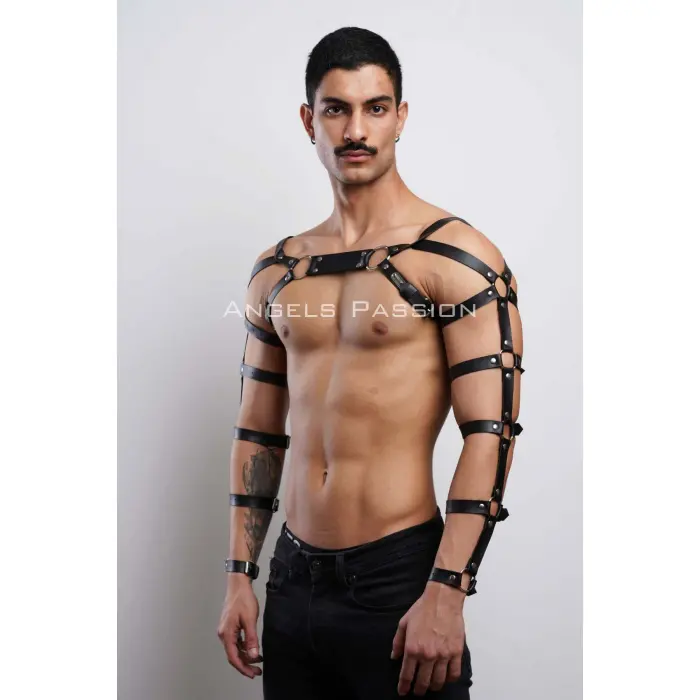 Erkek  Fantazi Giyim Deri Kol Ve Göğüs Harness - Brfm5