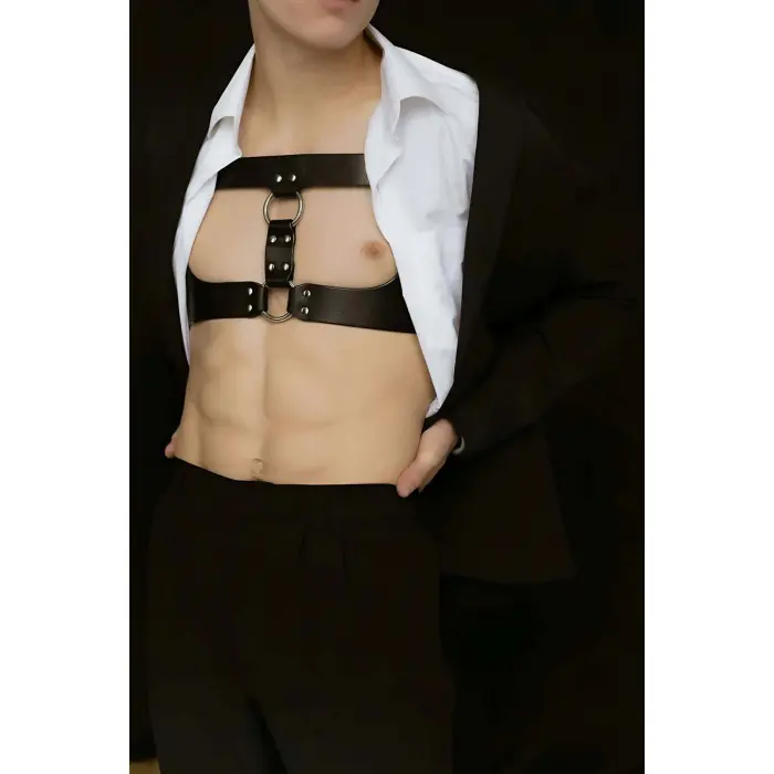 Erkek  Techno Party Aksesuar, Deri Göğüs Harness - Brfm116